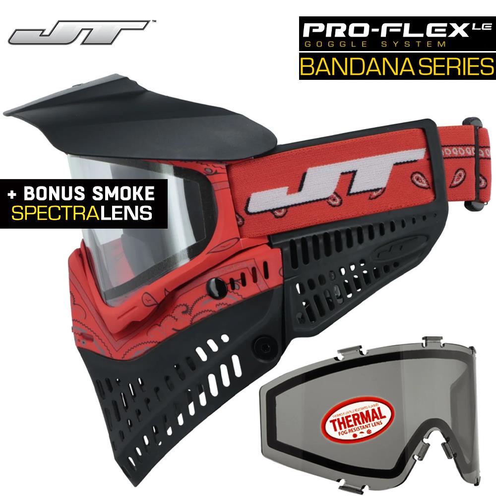 JT Proflex Thermal Anti-Fog Paintball Mask Goggles - LE Bandana Series w/ Clear & Smoke Lenses