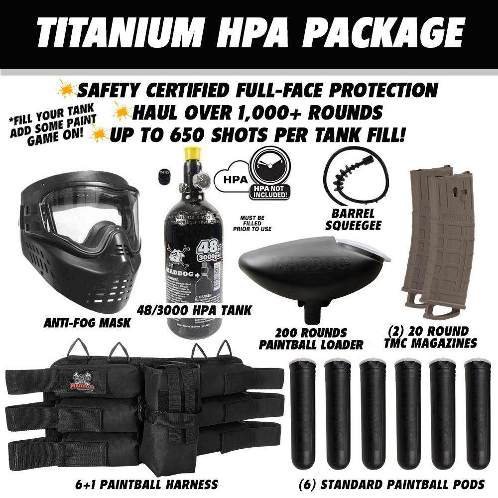Maddog Tippmann TMC MAGFED Titanium Paintball Gun Starter Package - PaintballDeals.com