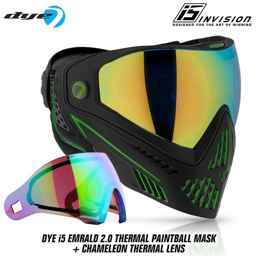 Dye I5 Thermal Paintball Mask Goggles with GSR Pro Strap - Emerald 2.0 Black / Lime - PaintballDeals.com