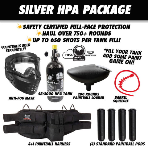 Maddog HK Army SABR Silver HPA Paintball Gun Marker Starter Package