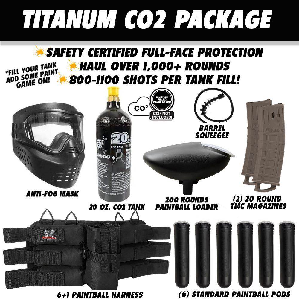 Maddog Tippmann TMC MAGFED Titanium Paintball Gun Starter Package - PaintballDeals.com