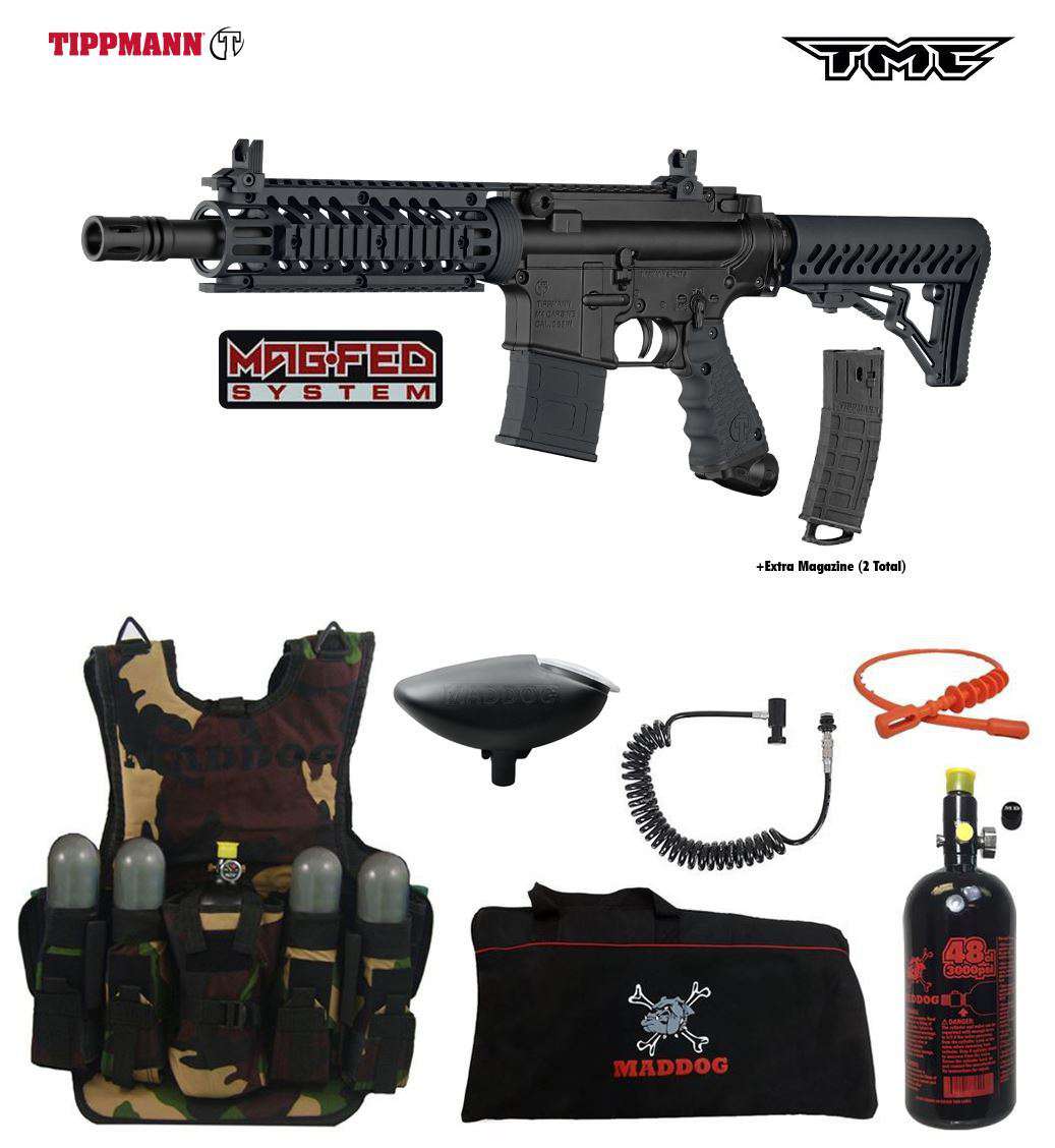 Tippmann TMC MAGFED Lieutenant HPA Tactical Camo Paintball Gun Package