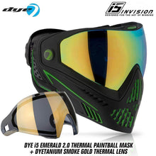 Dye I5 Thermal Paintball Mask Goggles with GSR Pro Strap - Emerald 2.0 Black / Lime - PaintballDeals.com