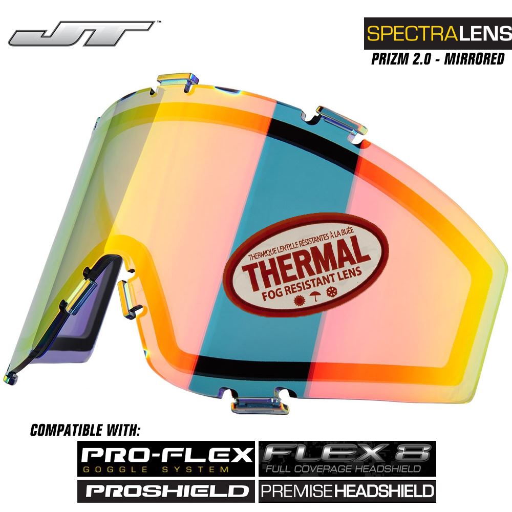 JT Spectra Paintball Mask Dual-Pane Thermal Replacement Prizm 2.0 Mirrored Lens