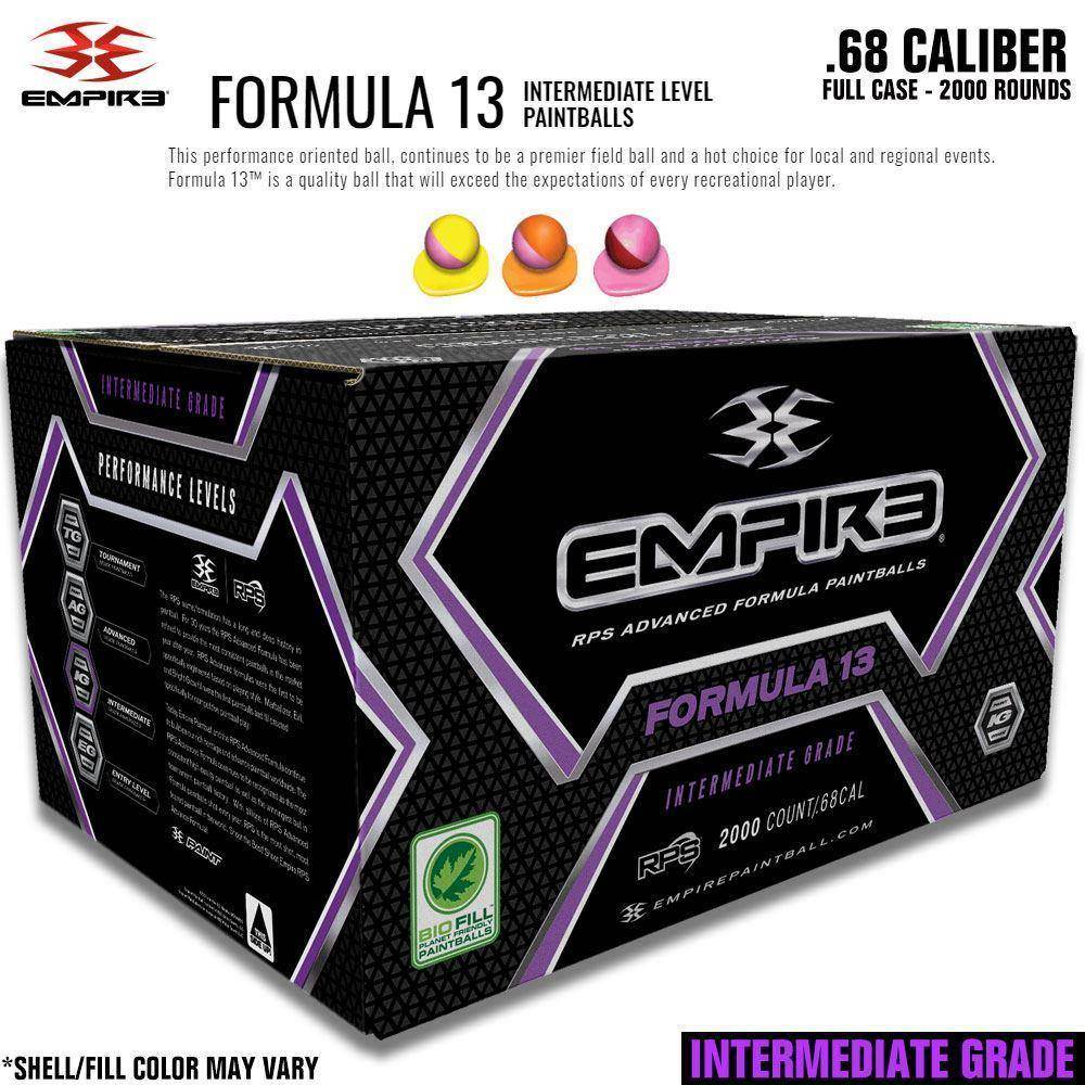 Empire Formula 13 .68 Caliber Paintballs - Orange Shell / Yellow Fill - PaintballDeals.com