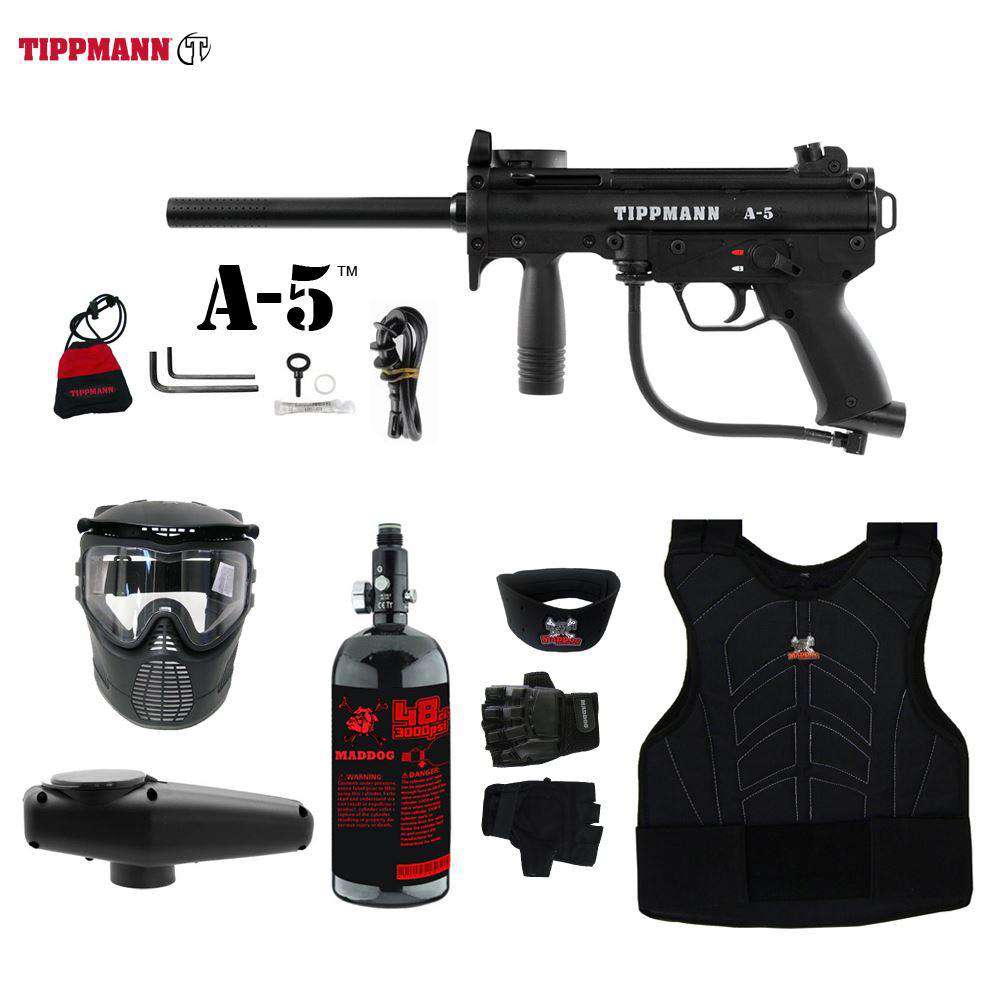 Tippmann A-5 Beginner Protective HPA Paintball Gun Package