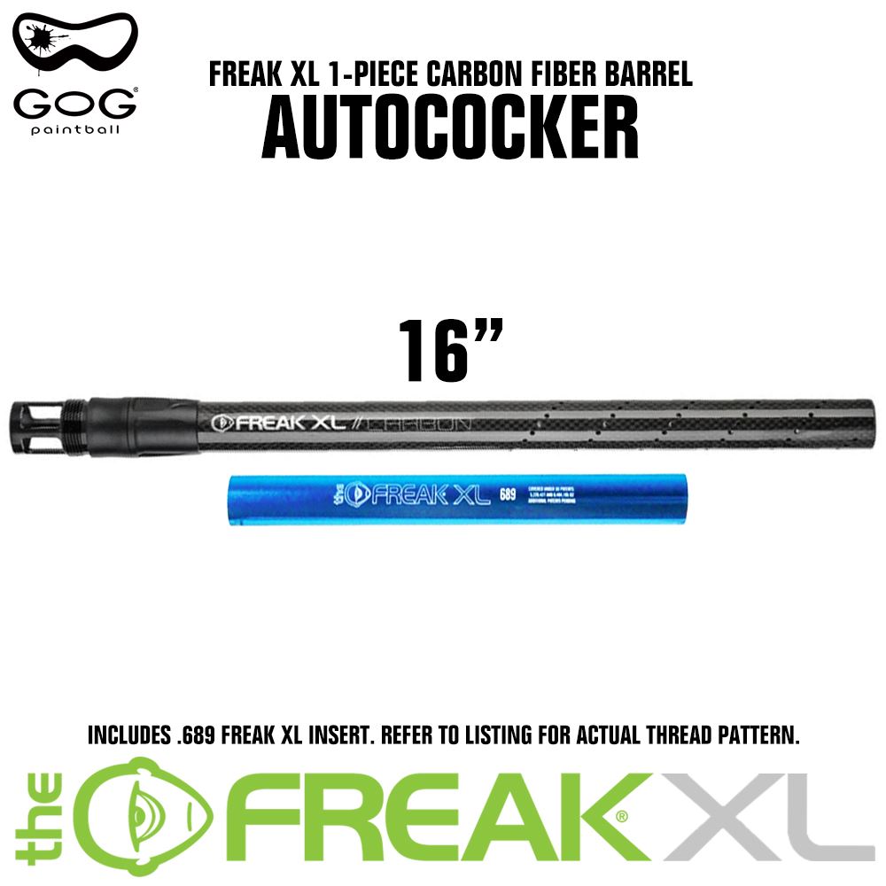 GoG Freak XL Carbon Fiber Paintball Barrel w/ .689 Insert - Choose Barrel Threads