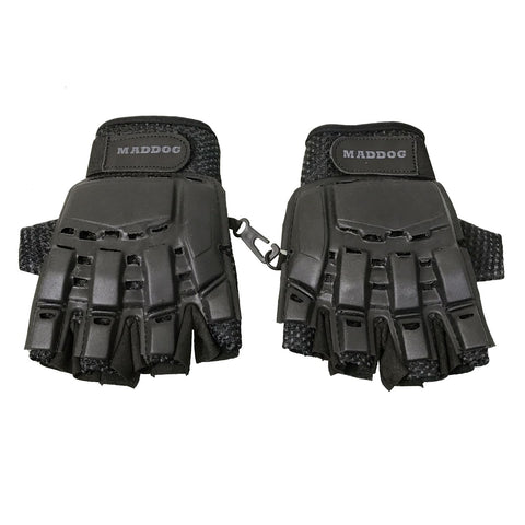 CLEARANCE Maddog Tactical Half Finger Glove Chest Protector and Neck Combo Trio - Black - Small/Medium