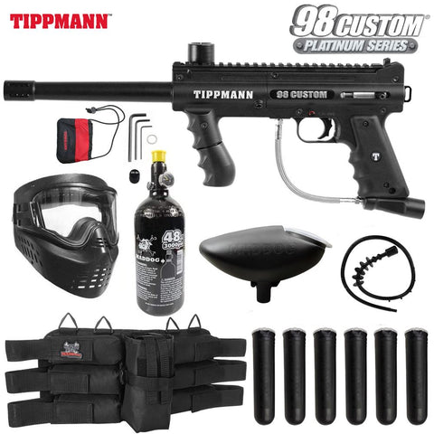 Maddog Tippmann 98 Custom Platinum Series Titanium Paintball Gun Marker Starter Package