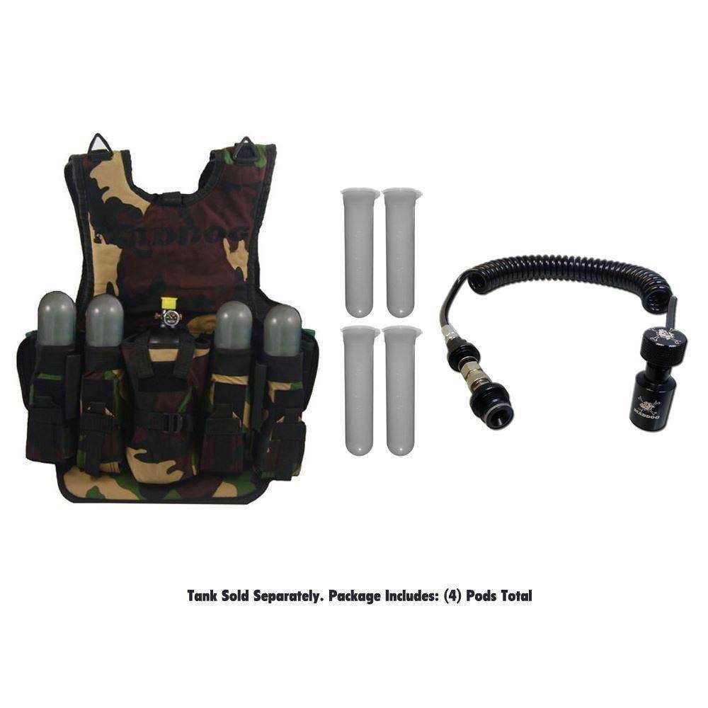 Maddog Tactical Camo Vest with Pods & Standard Remote Coil Paintball Package