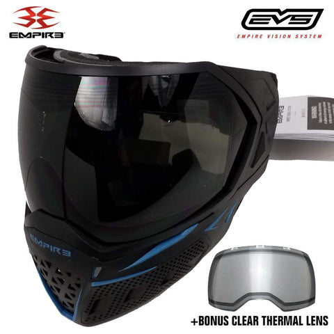 Clearance - Empire EVS Thermal Paintball Mask - Black / Navy Blue - OPEN BOX