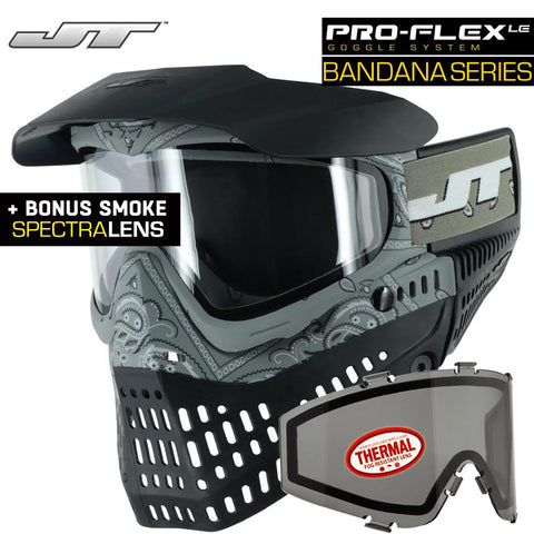 JT Proflex Thermal Anti-Fog Paintball Mask Goggles - LE Bandana Gray w/ Clear & Smoke Lenses