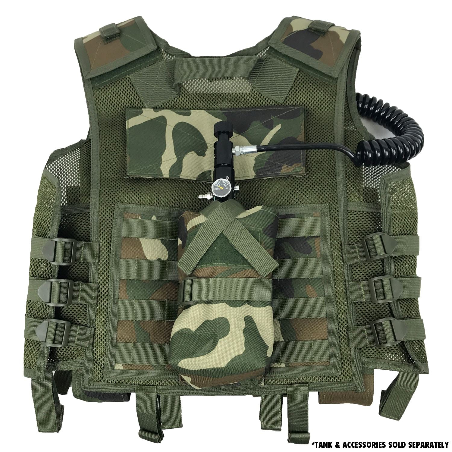 CLEARANCE Maddog Tactical Paintball Battle Vest Woodland Camo Airsoft Milsim USED But NOT Abused