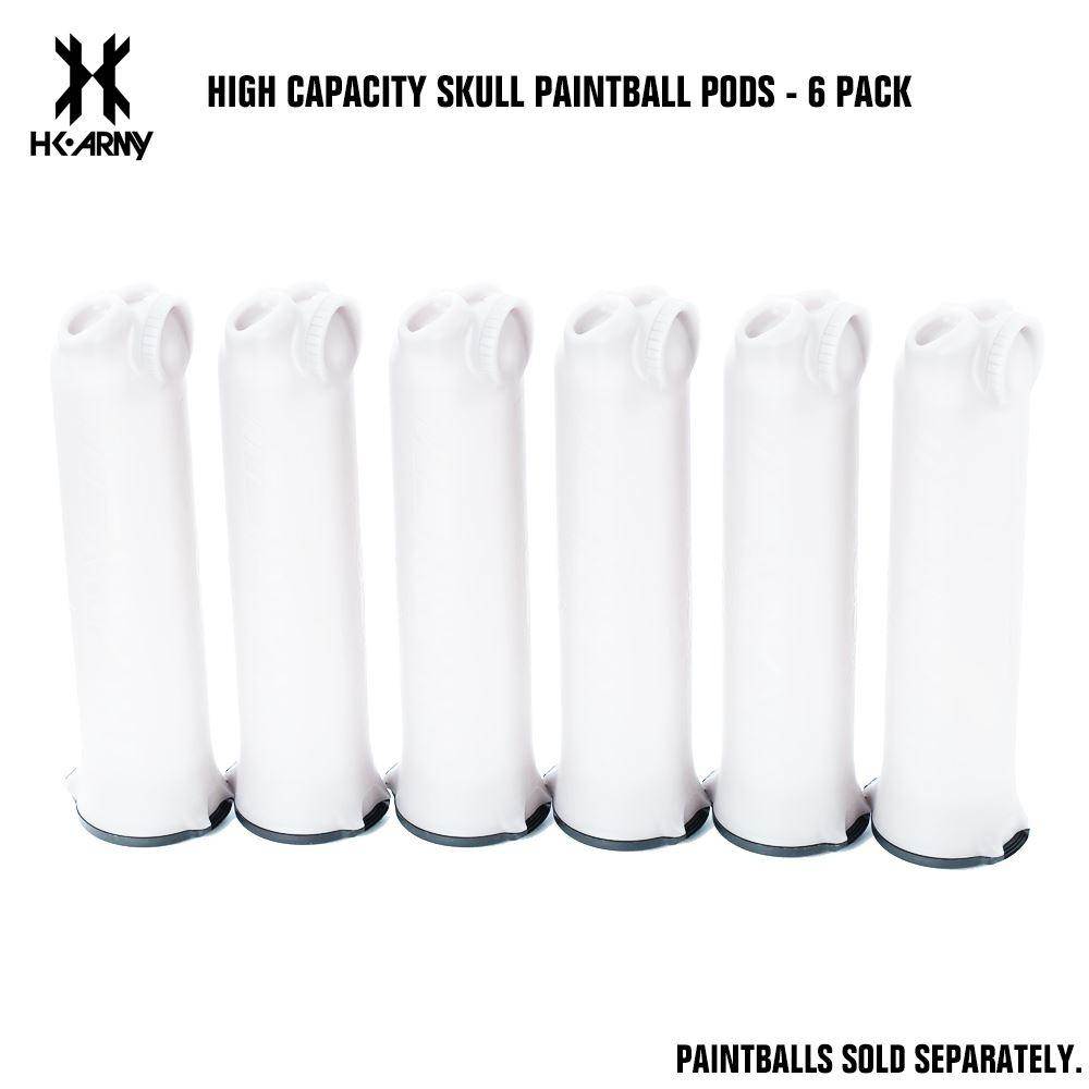 HK Army High Capacity 150 Rounds Skull Paintball Pods - 6 Pack - PaintballDeals.com
