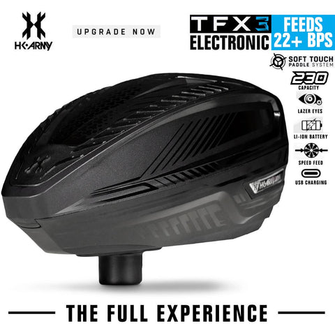 HK Army TFX 3.0 Electronic Paintball Loader - 22+ BPS - Black/Black