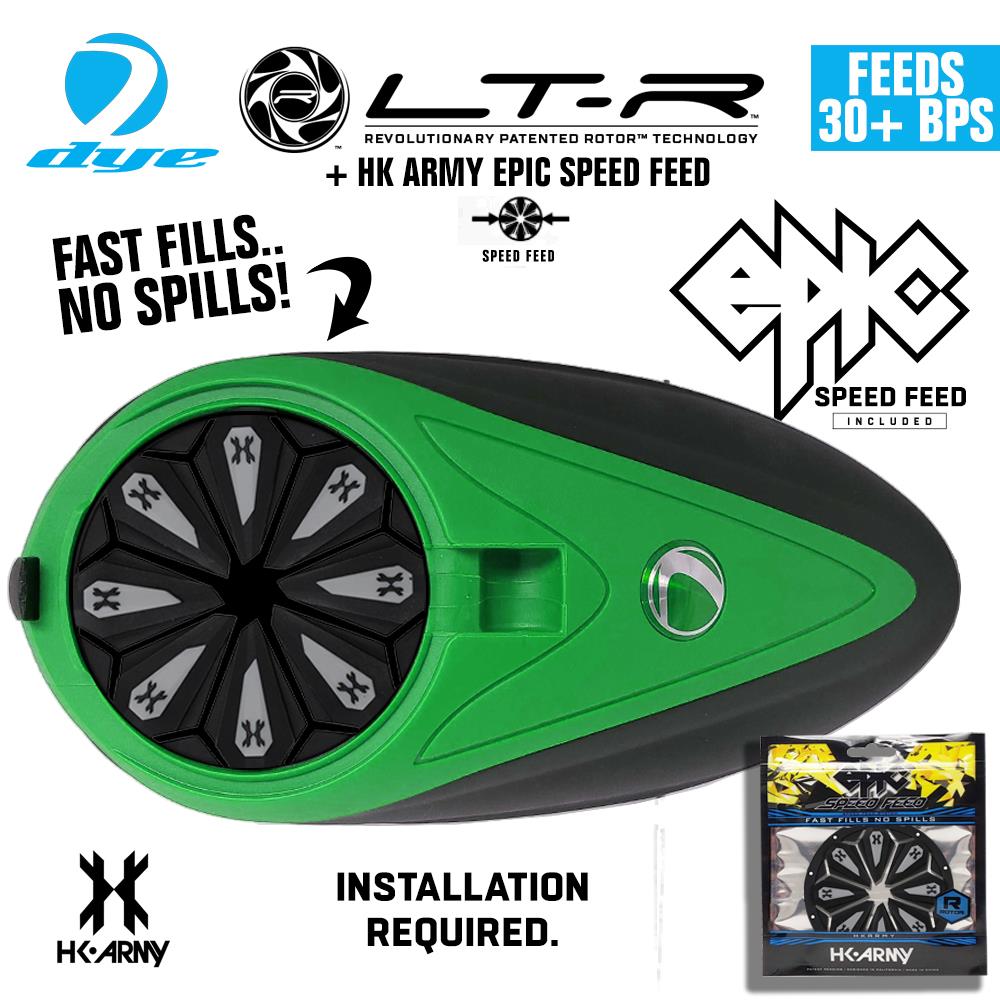 Dye LT-R Electronic Paintball Loader with HK Army Epic Speed Feed