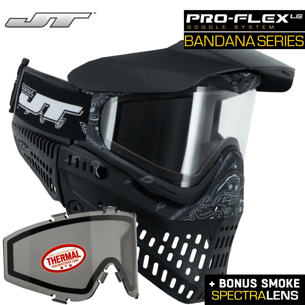 JT Proflex Thermal Anti-Fog Paintball Mask Goggles - LE Bandana Series w/ Clear & Smoke Lenses
