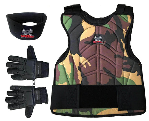 Maddog Padded Chest Protector, Full Finger Tactical Gloves, & Neck Protector Combo Package