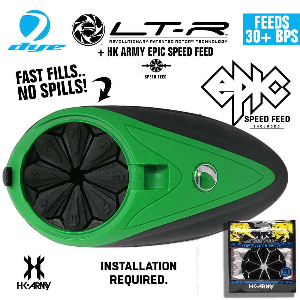 Dye LT-R Electronic Paintball Loader with HK Army Epic Speed Feed