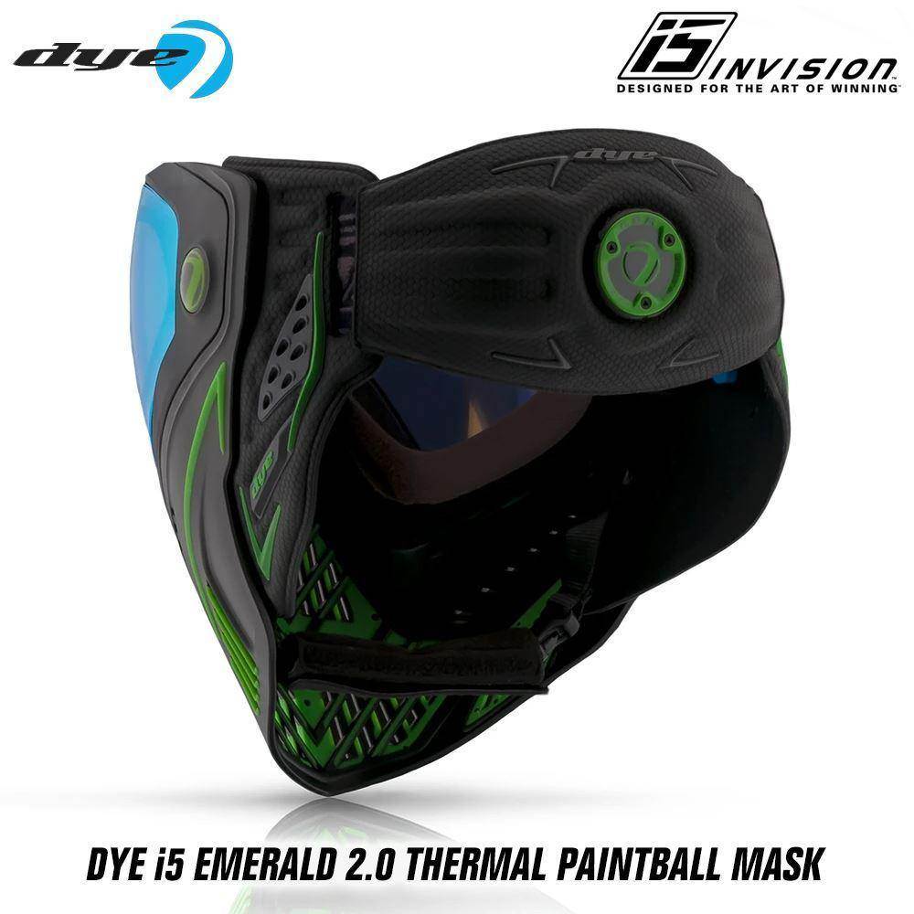 Dye I5 Thermal Paintball Mask Goggles with GSR Pro Strap - Emerald 2.0 Black / Lime - PaintballDeals.com